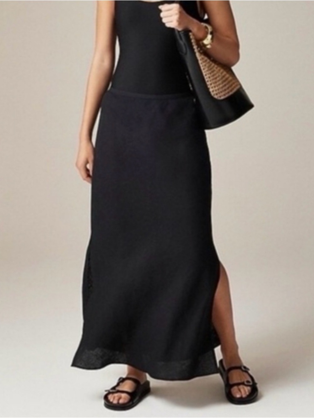 NWT J Crew Gwyneth linen black slip Skirt - size medium